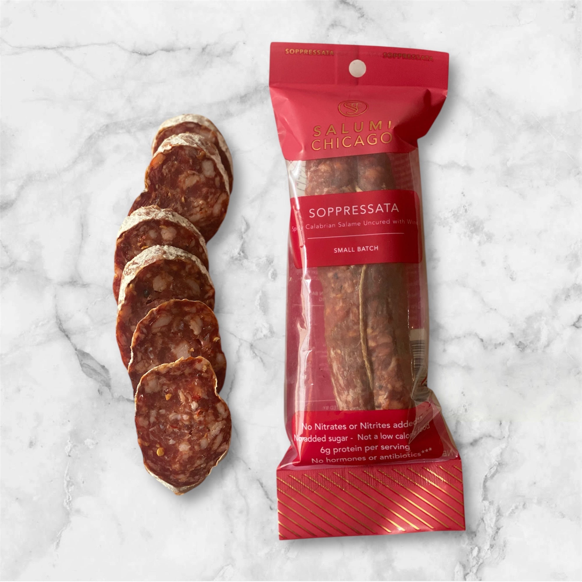Soppressata (Uncured) Calabrian Chili Pepper Salami - all natural salami from Salumi Chicago